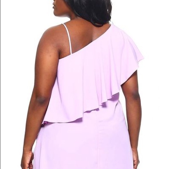 4X-5X-6X Lavendar One Shoulder Top - Picture 4 of 5